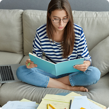 Student studying on laptop