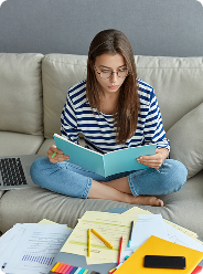 Student reading book